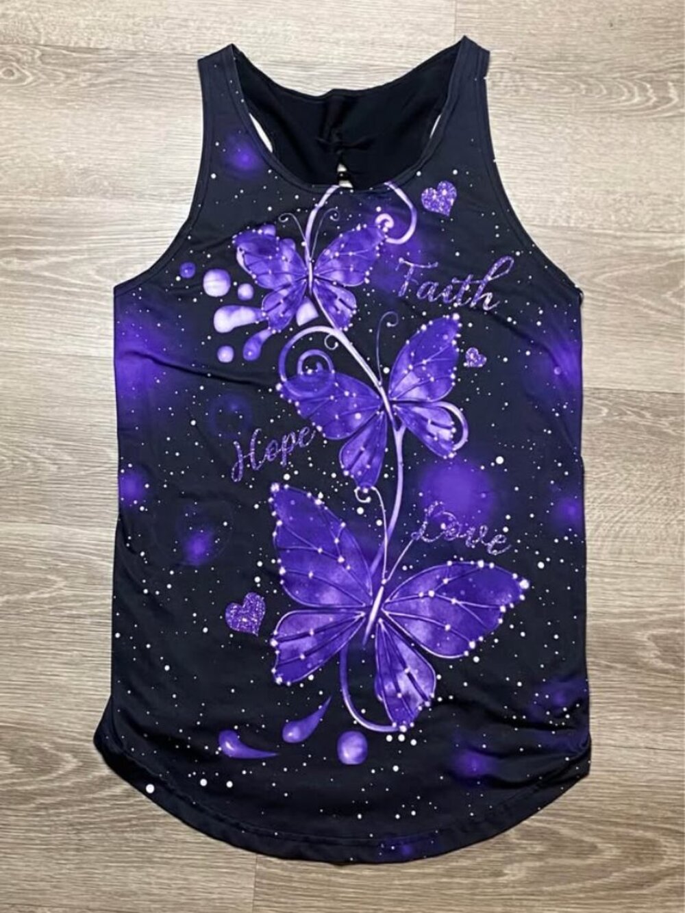 Faith Hope Love Butterfly Cutout Tank Top